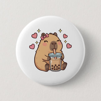 Cute Girls Capybara Ramen Kawaii Tea Kawaii Capy  6 Cm Round Badge