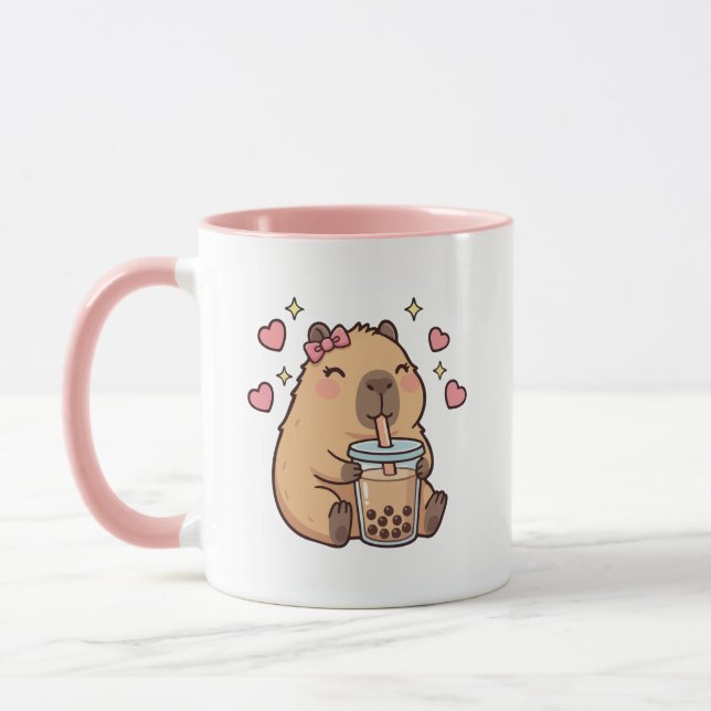 Cute Girls Capybara Ramen Kawaii Tea Kawaii Capy  Mug (Left)