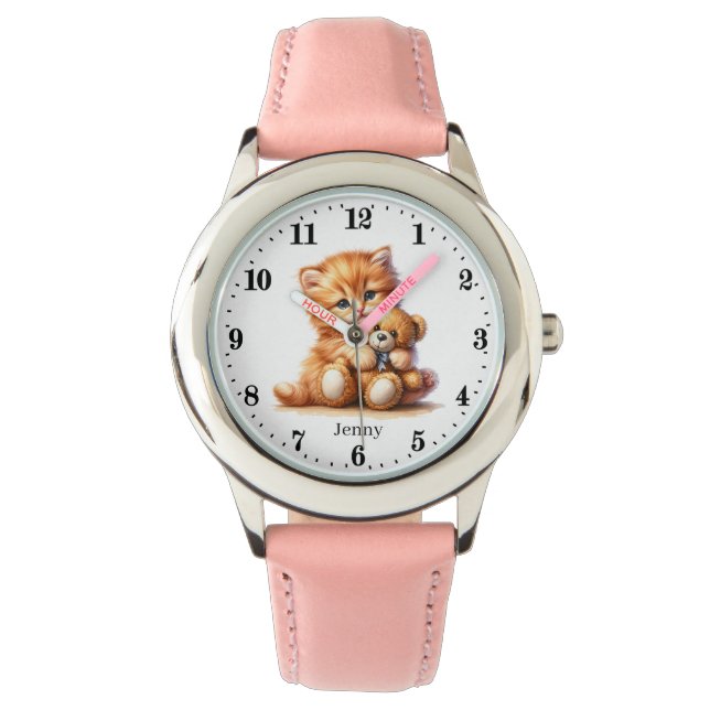 Cute girls cat lovers add name watch (Front)