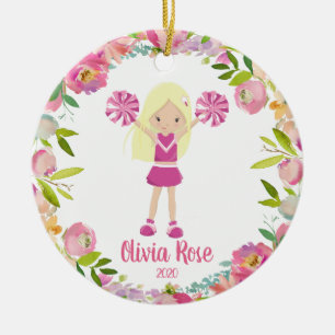 Cute Girls Cheerleader Pink Christmas Ornament