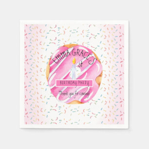 Cute Girls Donuts   Cupcakes 1st Birthday Party Napkin