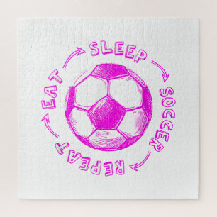 Cute Girls Eat Sleep Soccer Repeat - Youth Player Jigsaw Puzzle