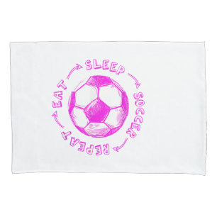 Cute Girls Eat Sleep Soccer Repeat - Youth Player  Pillowcase
