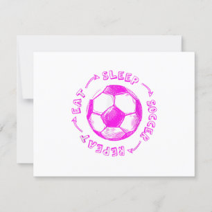 Cute Girls Eat Sleep Soccer Repeat - Youth Player  RSVP Card