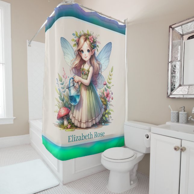 Cute girls fairy add name  shower curtain (In Situ)