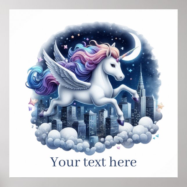 Cute girls Fantasy unicorn add text  Poster (Front)
