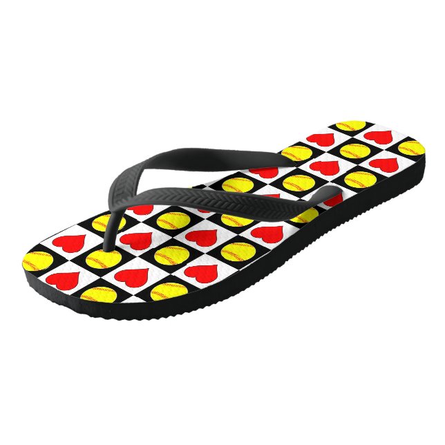 Cute Girls' Fastpitch Softball Player Flip Flops (Angled)