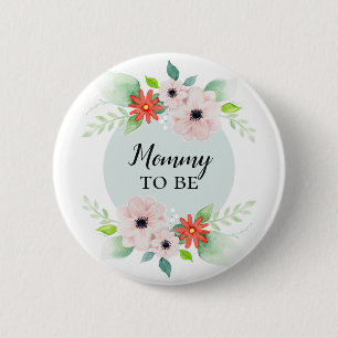 Cute Girls Floral Mummy To Be Baby Shower 6 Cm Round Badge