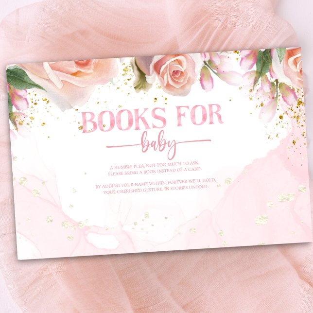 Cute Girls Floral Pink Books for Baby Enclosure Card (Creator Uploaded)