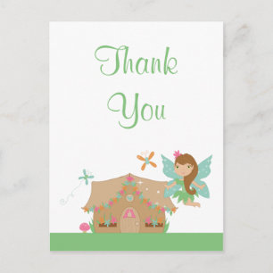 Cute girl's flying fairy thank you postcard