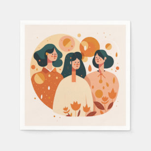 Cute girls for Womens day, Mothers Day. Friends Napkin