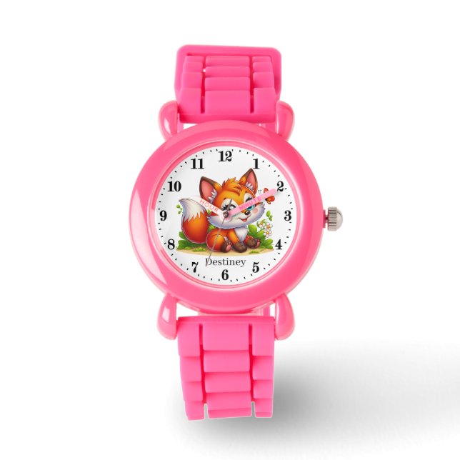 Cute girls fox lovers add name  watch (Front)
