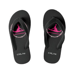 Cute Girls Gymnastics Flip Flops with Her Name