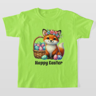 Cute girls Happy Easter fox  T-Shirt
