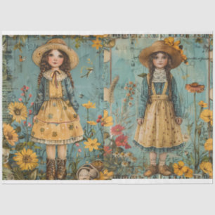 Cute Girls In Garden Tissue Paper