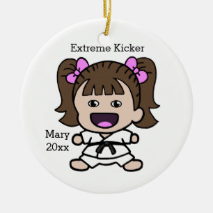 Cute Girl's Karate Christmas Ornament