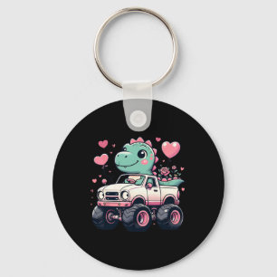 Cute Girls Kids Valentines Day Dinosaur Riding Mon Key Ring