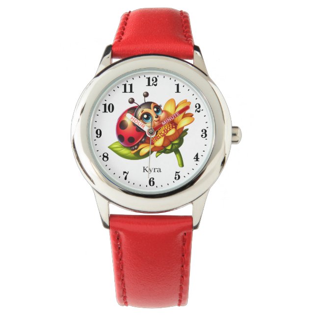 Cute girls ladybug lovers add name  watch (Front)