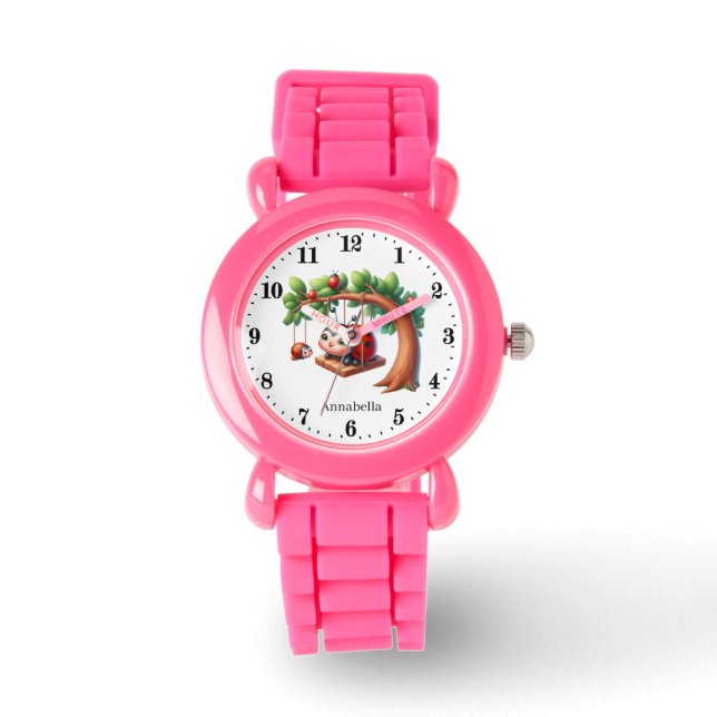 Cute girls ladybug lovers add name  watch (Front)