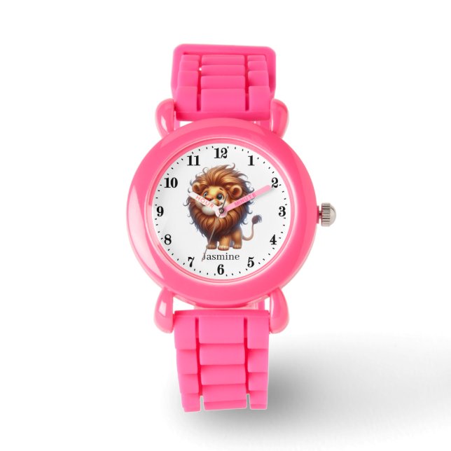 Cute girls lion add name watch (Front)