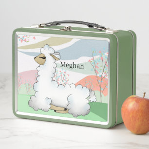 cute girls llama lovers add name metal lunch box