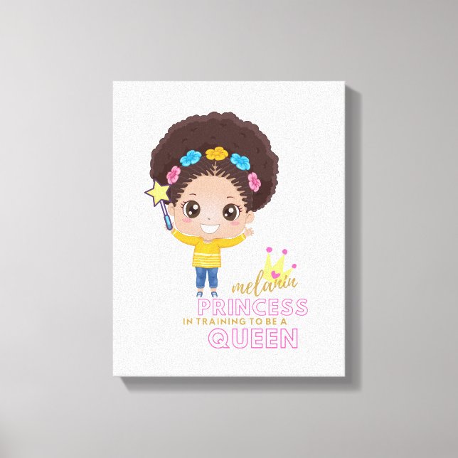 Cute Girls Melanin Princess Training To Be Queen Canvas Print (Front)
