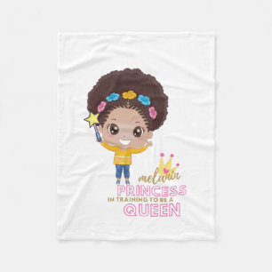 Cute Girls Melanin Princess Training To Be Queen Fleece Blanket
