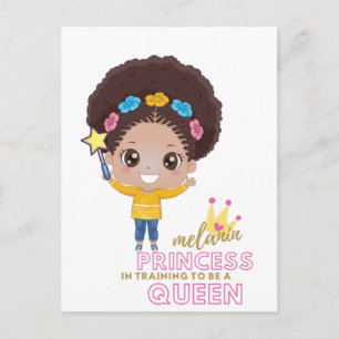 Cute Girls Melanin Princess Training To Be Queen Postcard