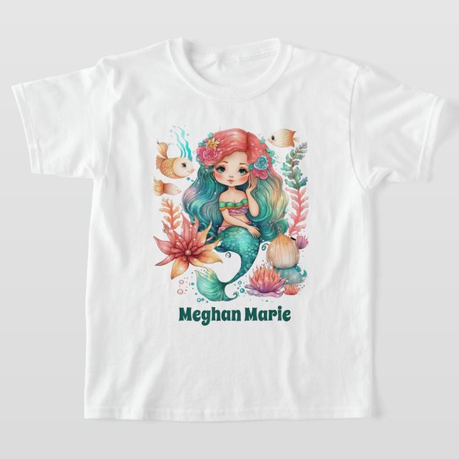 cute girls mermaid add name  T-Shirt (Laydown)