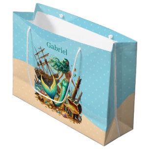Cute girls mermaid Customisable  Large Gift Bag
