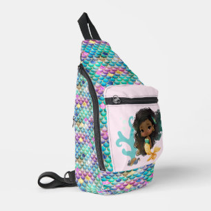Cute girls mermaid fantasy add name Sling Bag