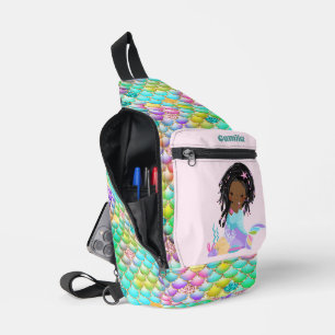 Cute girls mermaid fantasy add name  sling bag