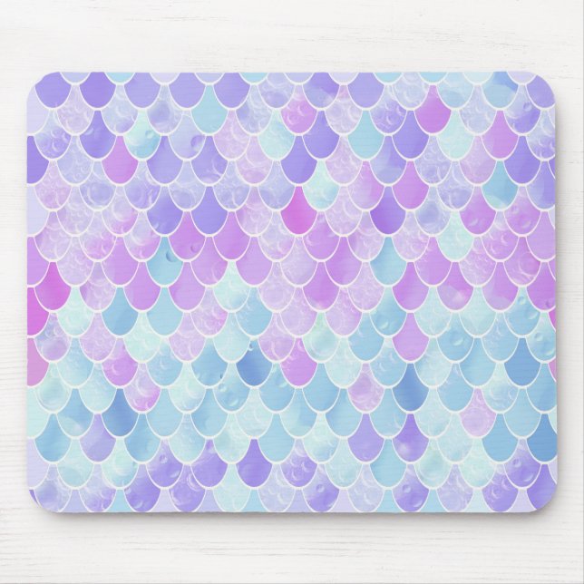 CUTE GIRLS MERMAID SCALES PATTERN, PINK, PURPLE, T MOUSE MAT (Front)