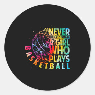 Cute Girls Never Underestimate A Girl Who Plays Sk Classic Round Sticker