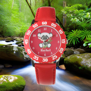 Cute girls panda bear add name watch
