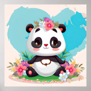 Cute girls Panda bear  Poster