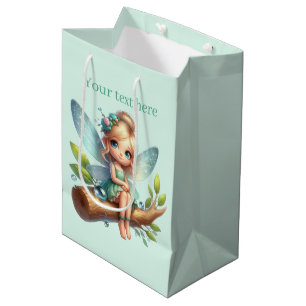 Cute girls party fairy customisable  medium gift bag