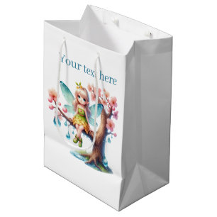 Cute girls party fairy customisable medium gift bag