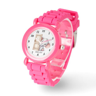 Cute girls peeking elephant add name watch