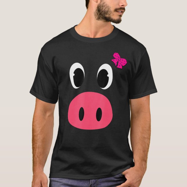 Cute Girls Pig Costume  Halloween Costume Pig T-Shirt (Front)