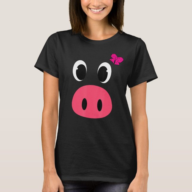 Cute Girls Pig Costume  Halloween Costume Pig T-Shirt (Front)