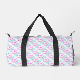 Cute Girls Pink and Blue Soccer Ball Pattern Duffle Bag