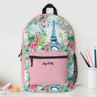 Cute Girls Pink Eiffel Tower Floral School