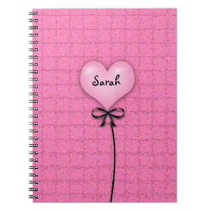 Cute Girls Pink Heart Balloon School Notebooks