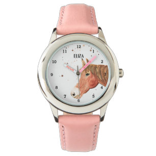 Cute Girls Pink Horse Animal Kids Pony Watch