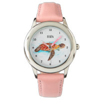 Cute Girls Pink Sea Turtle Animal Kids 