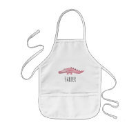 Cute Girl's Pink Watercolor Crocodile Safari Name