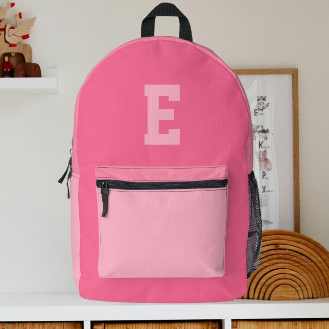 Cute Girls Pretty Pink Monogram Printed Backpack (Creator Uploaded)