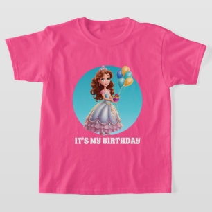Cute girl's Princess Birthday customisable  T-Shirt
