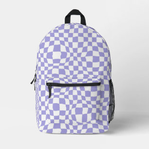 Cute Girls Purple Chequered Print Printed Backpack